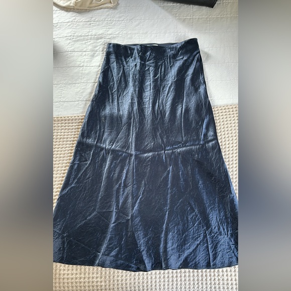 Aritzia Babaton navy slip satin midi skirt - Picture 2 of 8